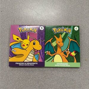 Pokemon Cards and Sticker Activity Sheets- Pikachu, Dragonite, Charizard
